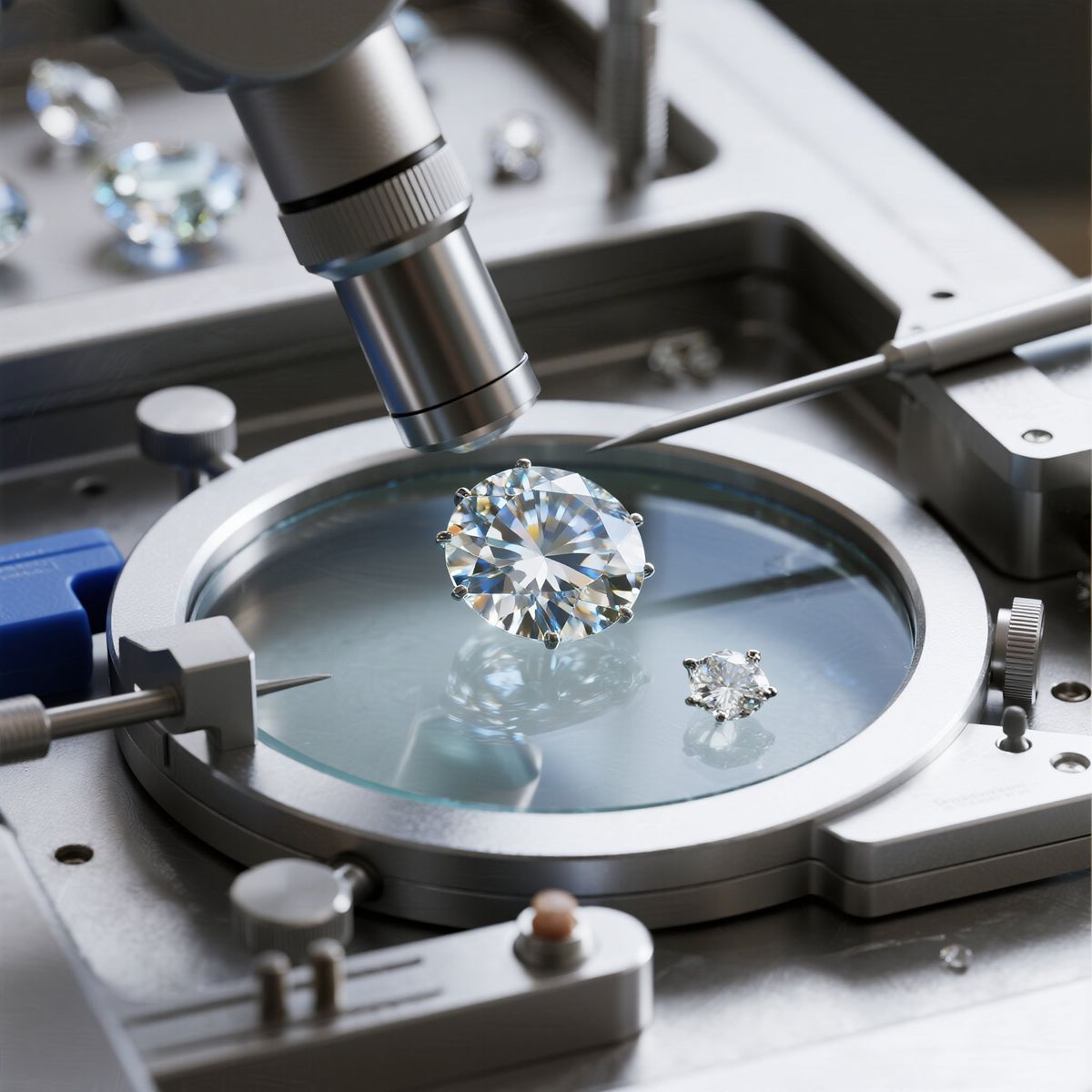 Master diamond cutter working meticulously in studio
