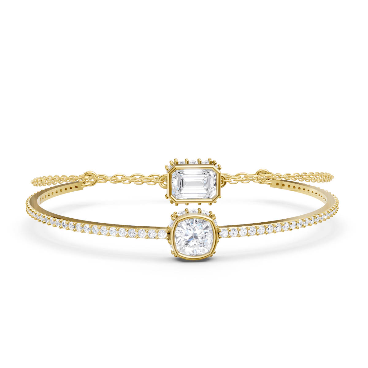 Layered Diamond Bangle Bracelet view 2