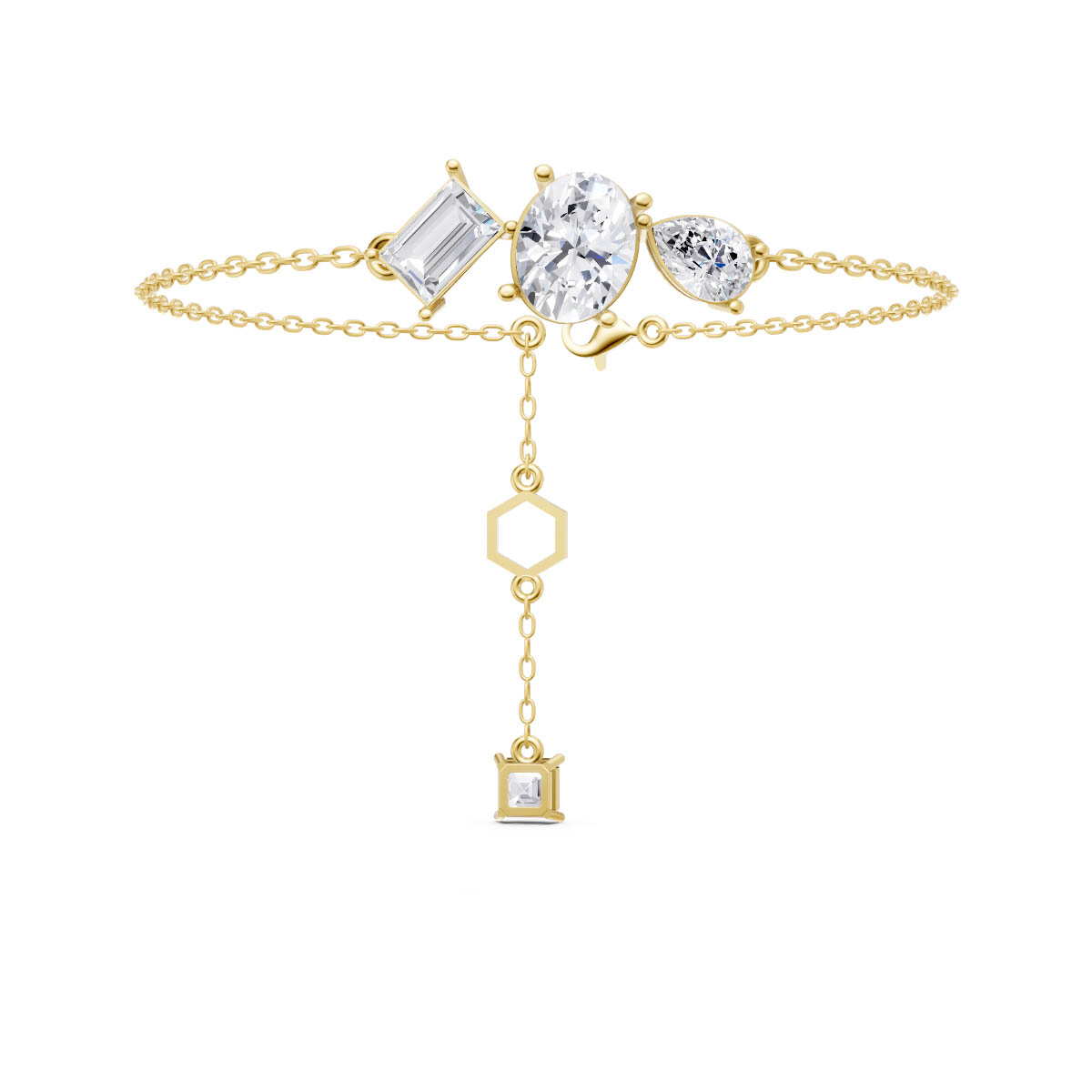 Asymmetric Diamond Cluster Bracelet