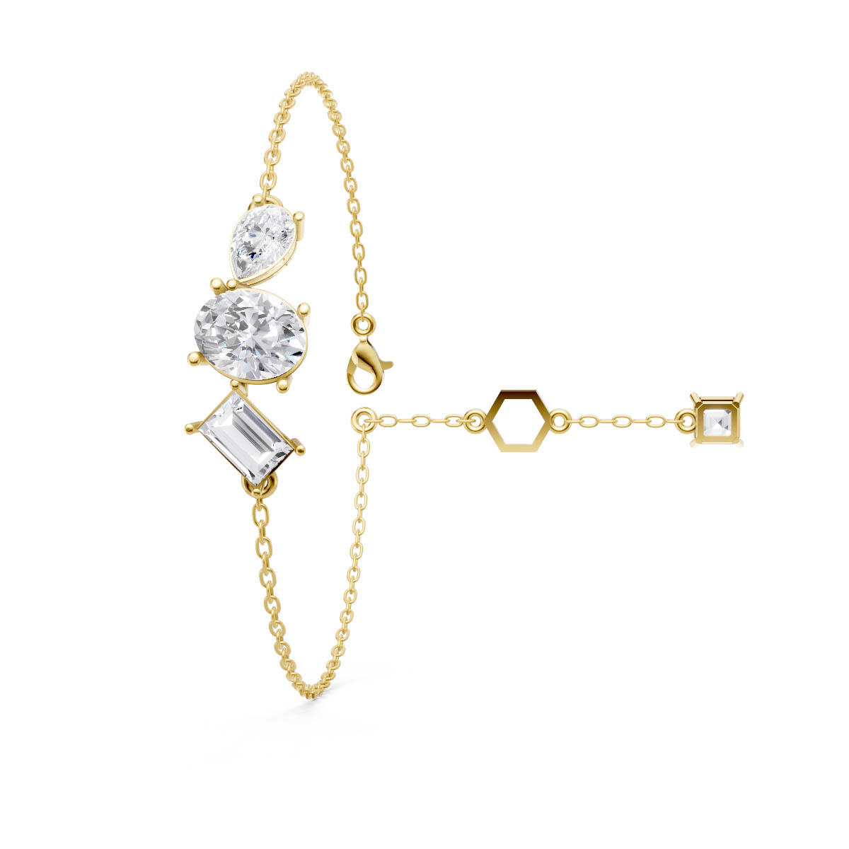 Asymmetric Diamond Cluster Bracelet view 3