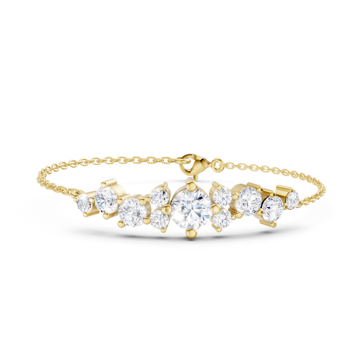 Graduated Cluster Diamond Bracelet view 2