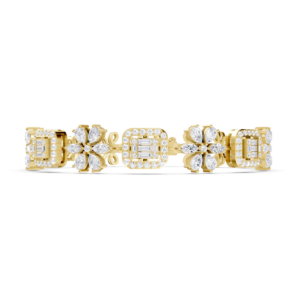 Floral Emerald Cut Bracelet
