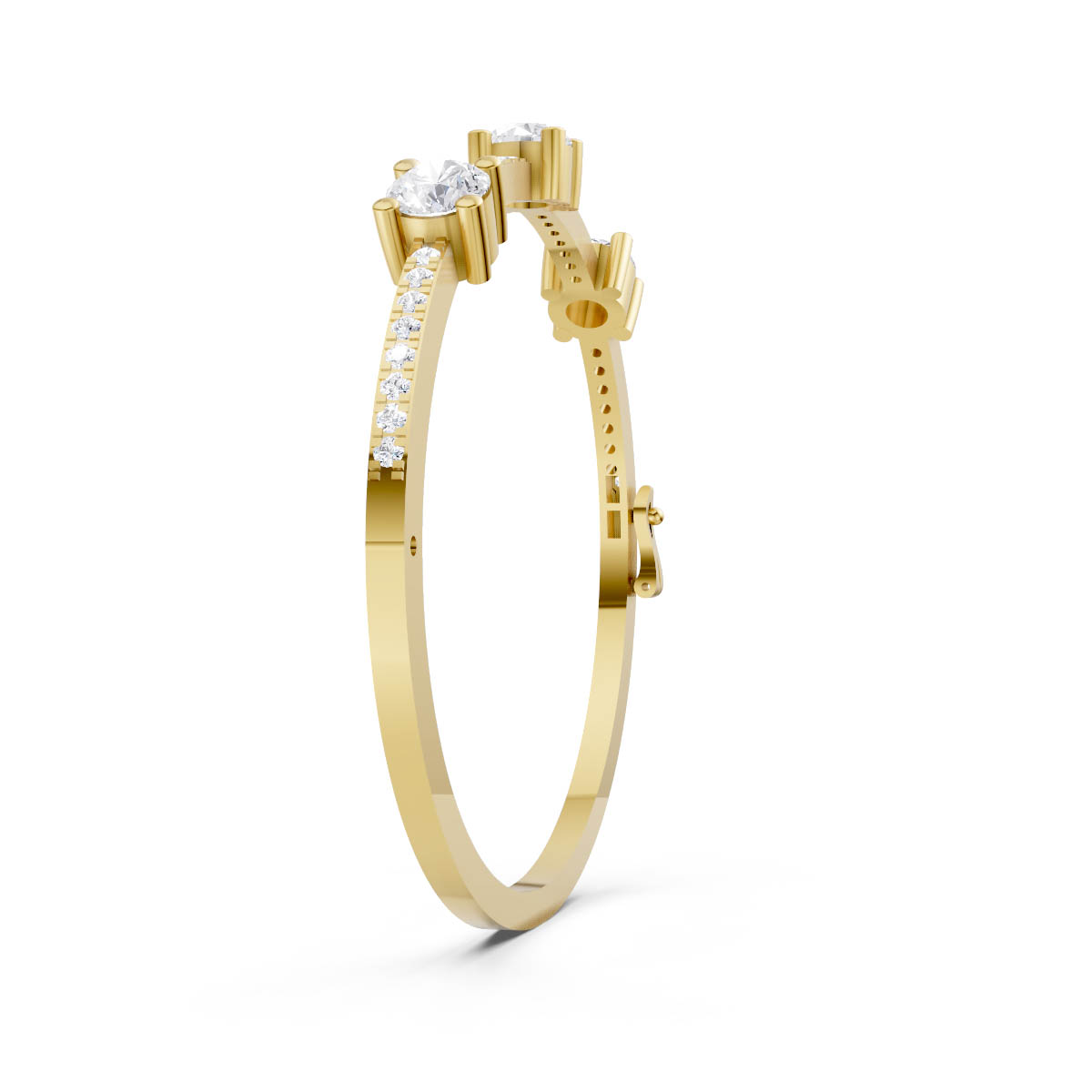 Three Stone Diamond Bangle view 3