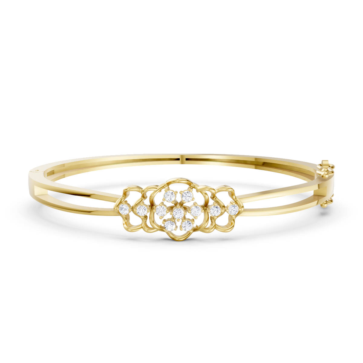 Diamond Filigree Flower Bangle view 2
