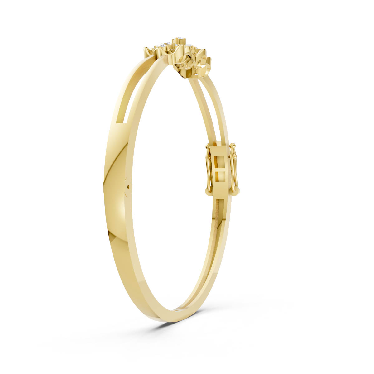 Diamond Filigree Flower Bangle view 3