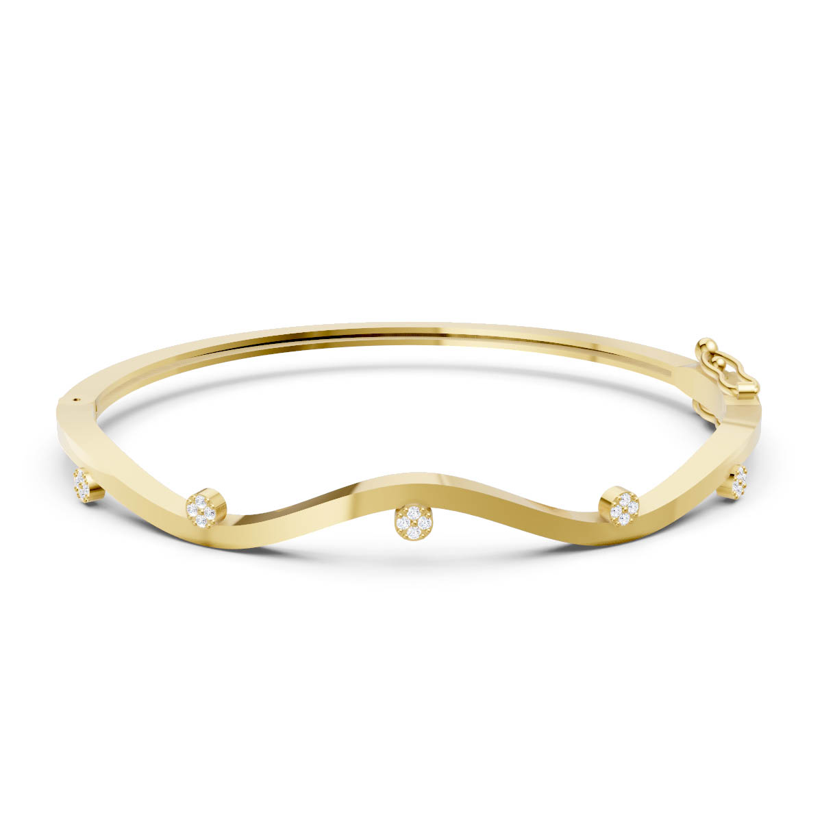 Wavy Diamond Accent Bangle view 2