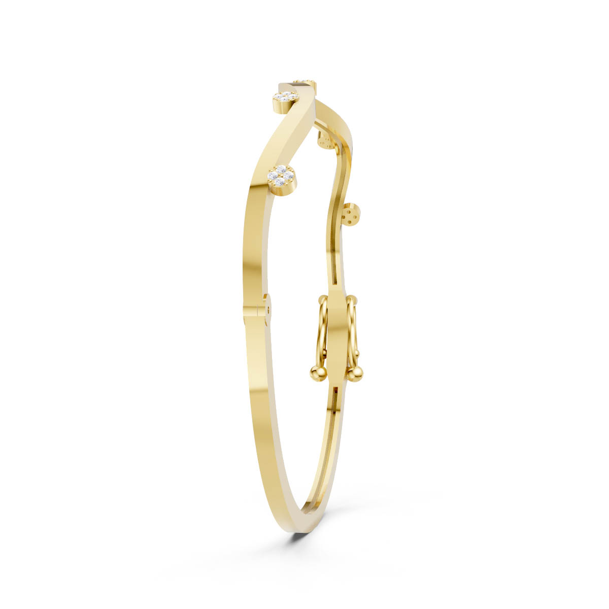 Wavy Diamond Accent Bangle view 3