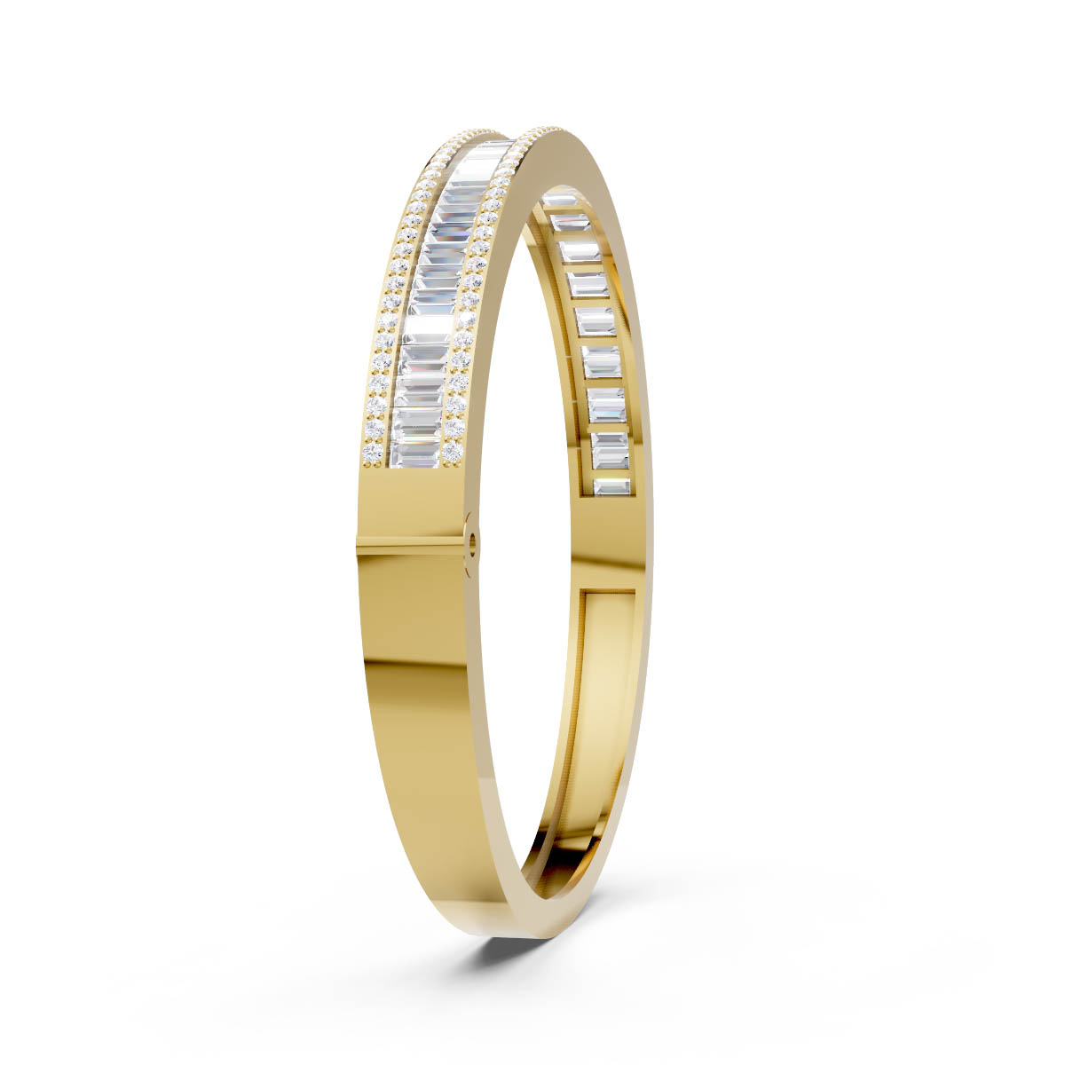 Baguette Diamond Halo Bangle view 3