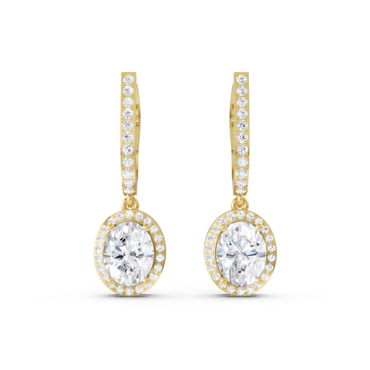 Oval Halo Drop Earrings