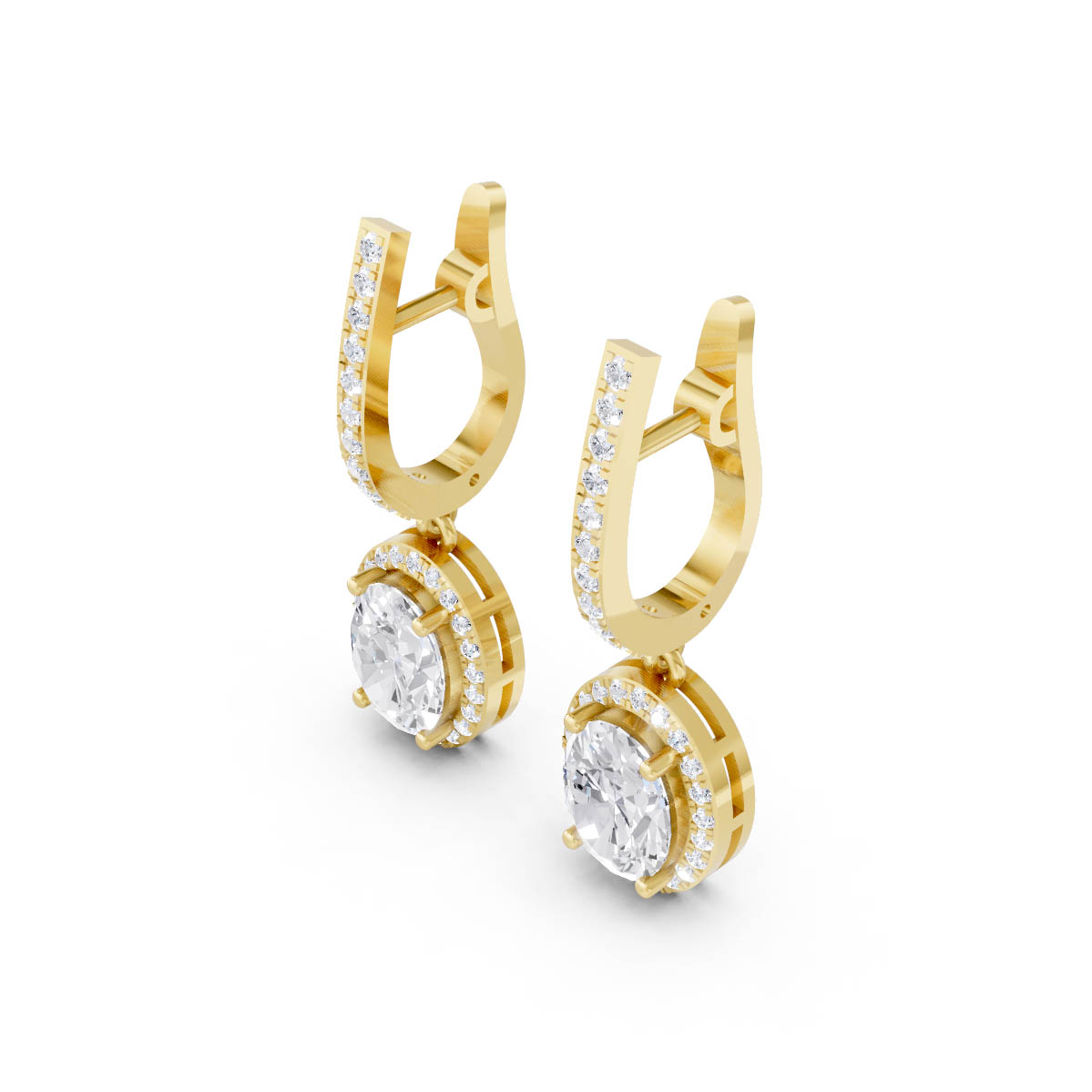 Oval Halo Drop Earrings view 2