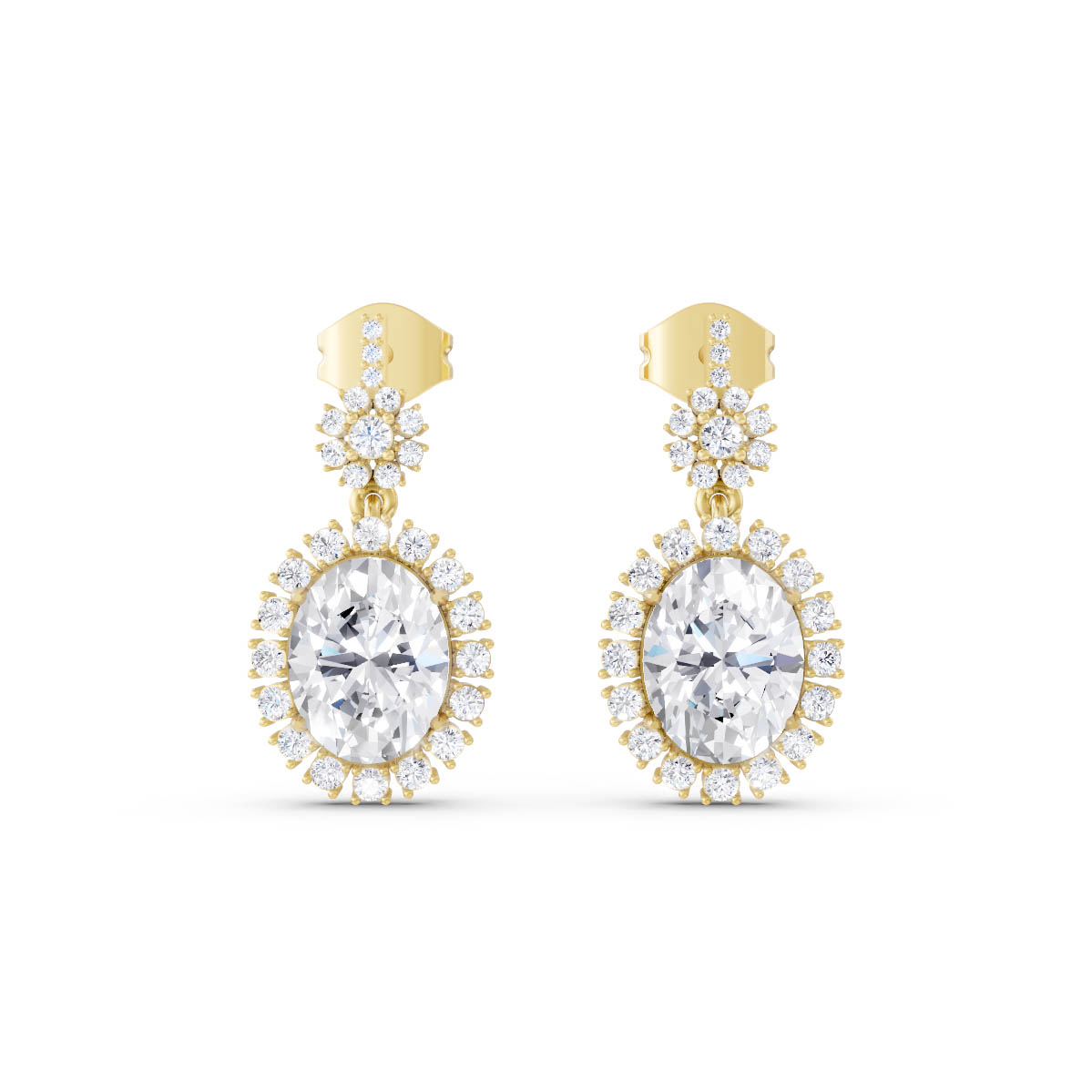 Floral Oval Halo Drops