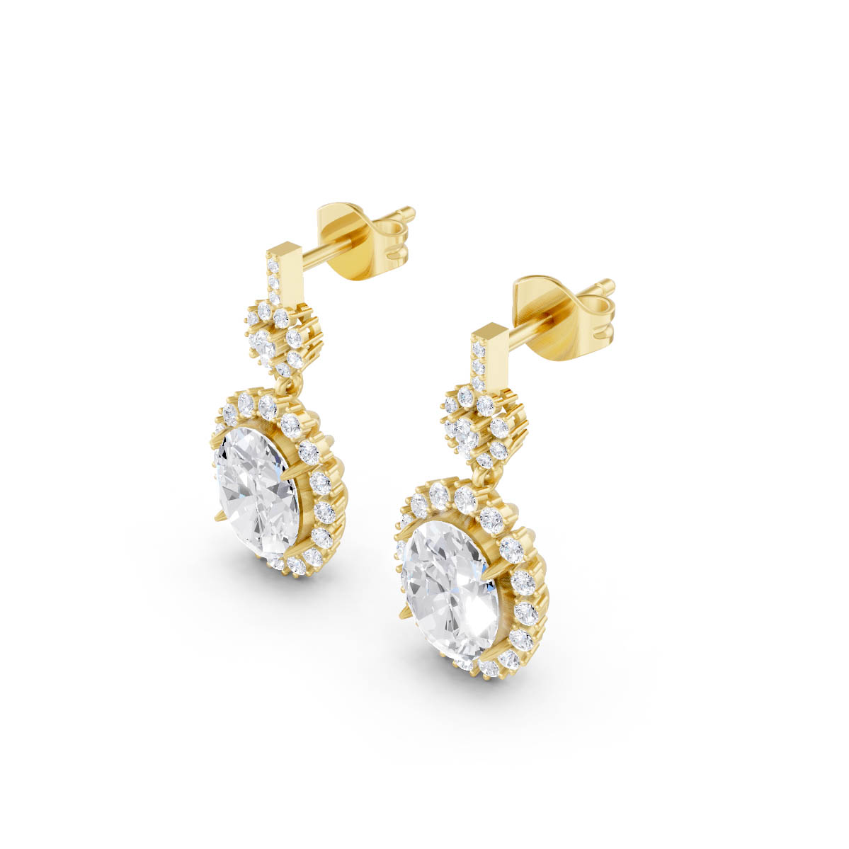 Floral Oval Halo Drops view 2
