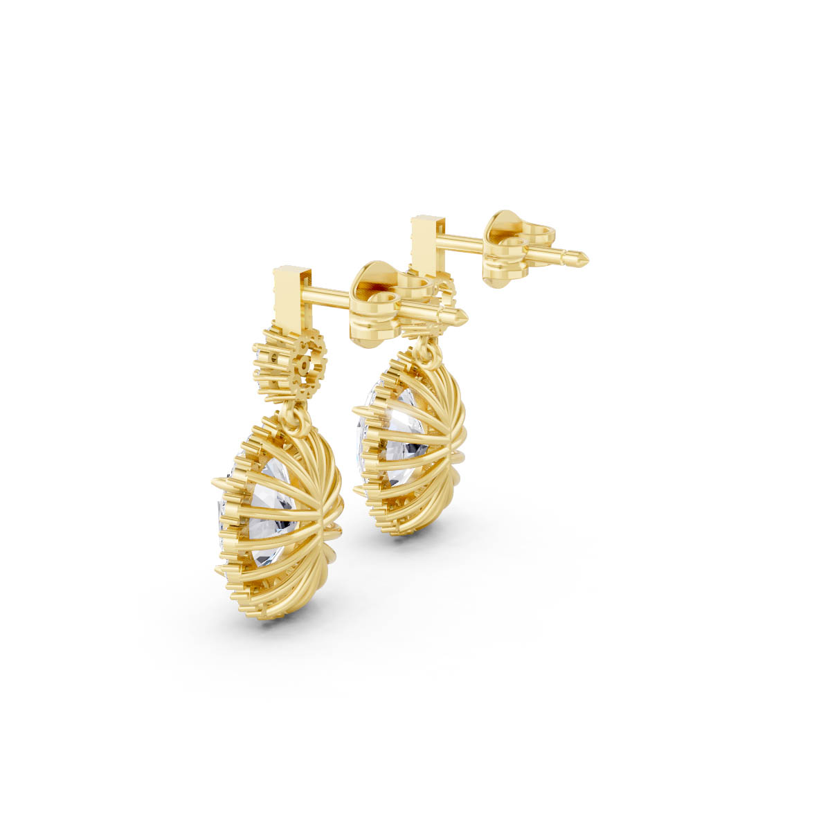 Floral Oval Halo Drops view 3