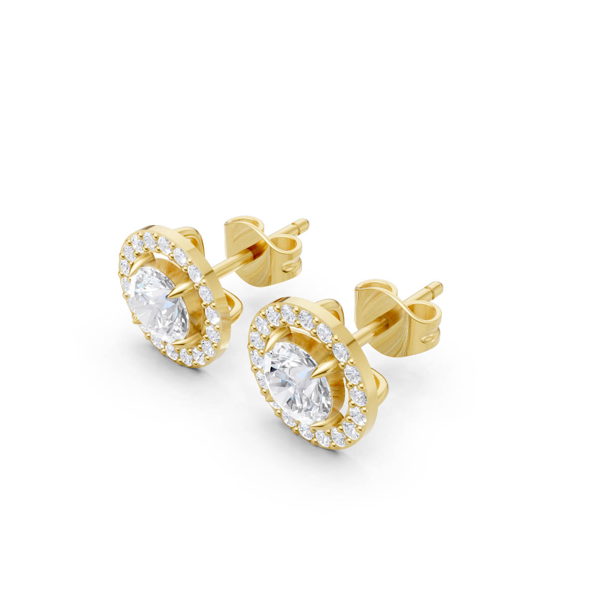 Classic Round Halo Studs view 2