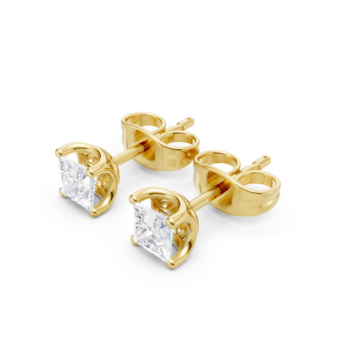 Classic Princess Solitaire Studs view 2