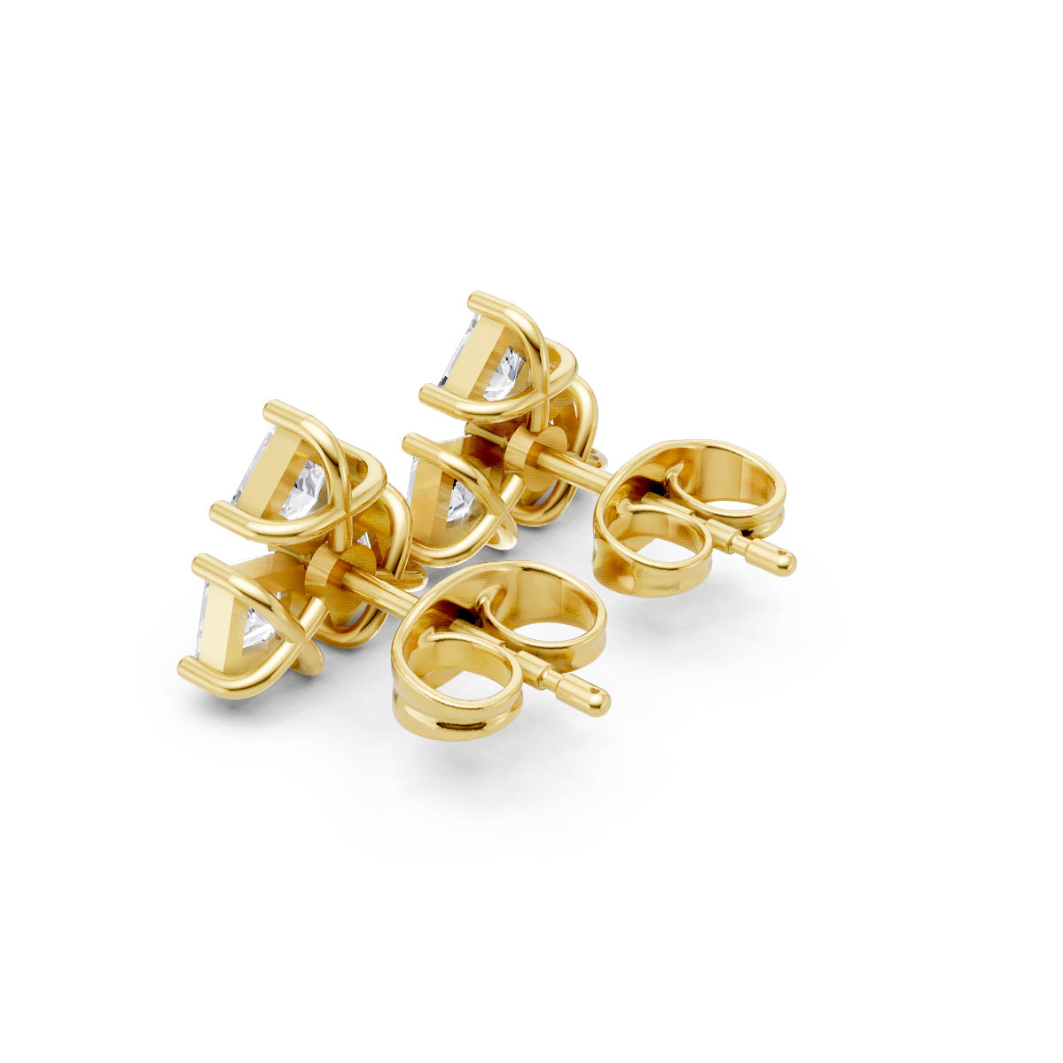 Princess Cut Trio Studs view 3