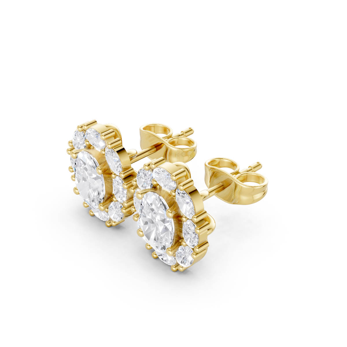 Classic Oval Halo Studs view 2