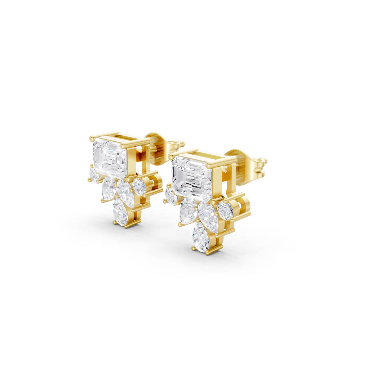 Emerald Cut Floral Drops view 2