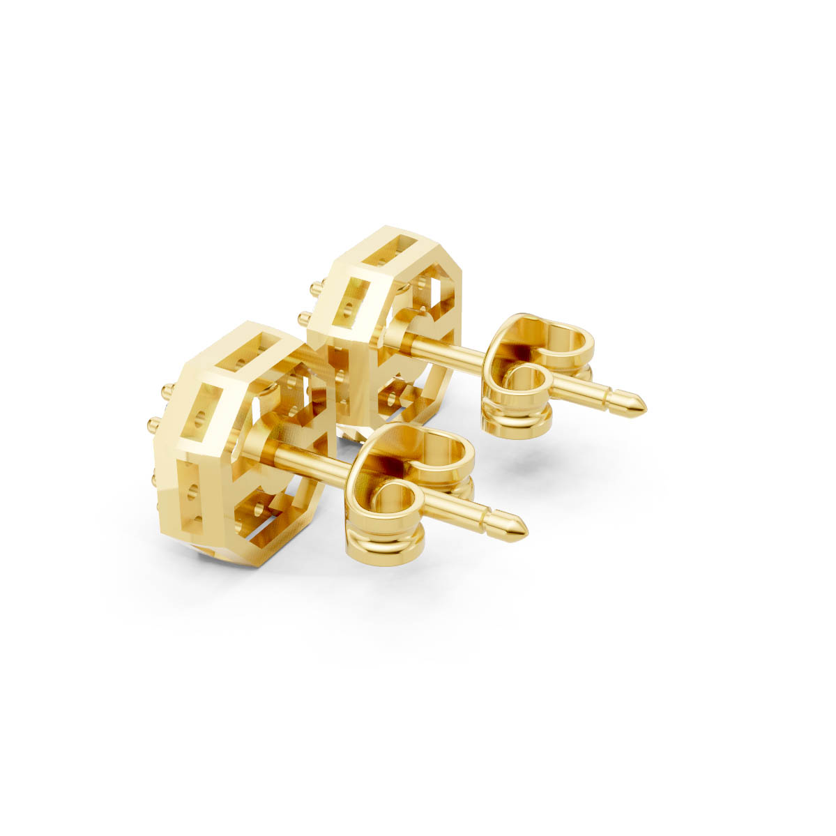 Geometric Asscher Halo Studs view 3