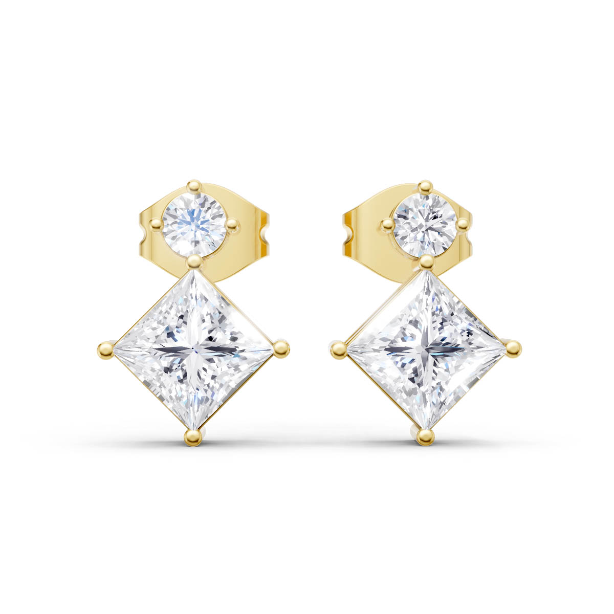 Princess Cut Drop Earrings