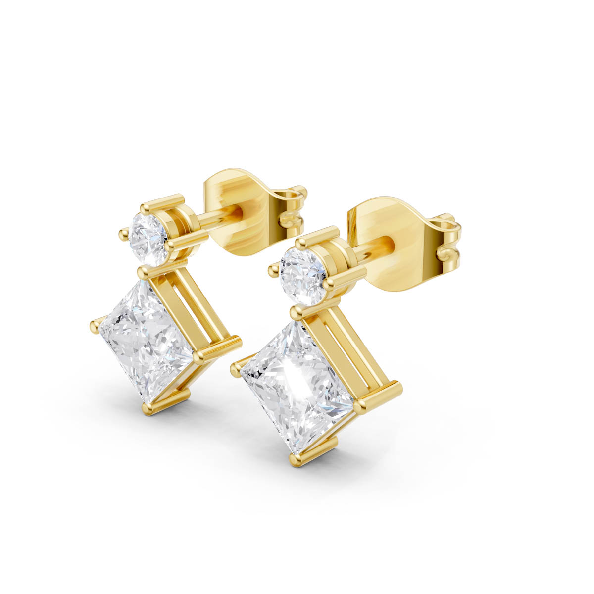 Princess Cut Drop Earrings view 2