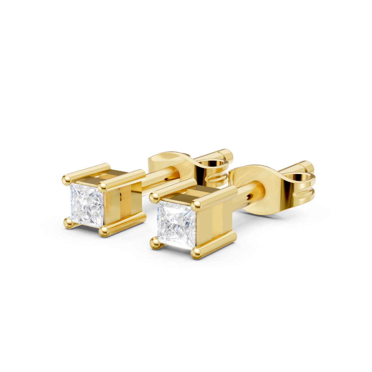 Classic Princess Solitaire Studs view 2