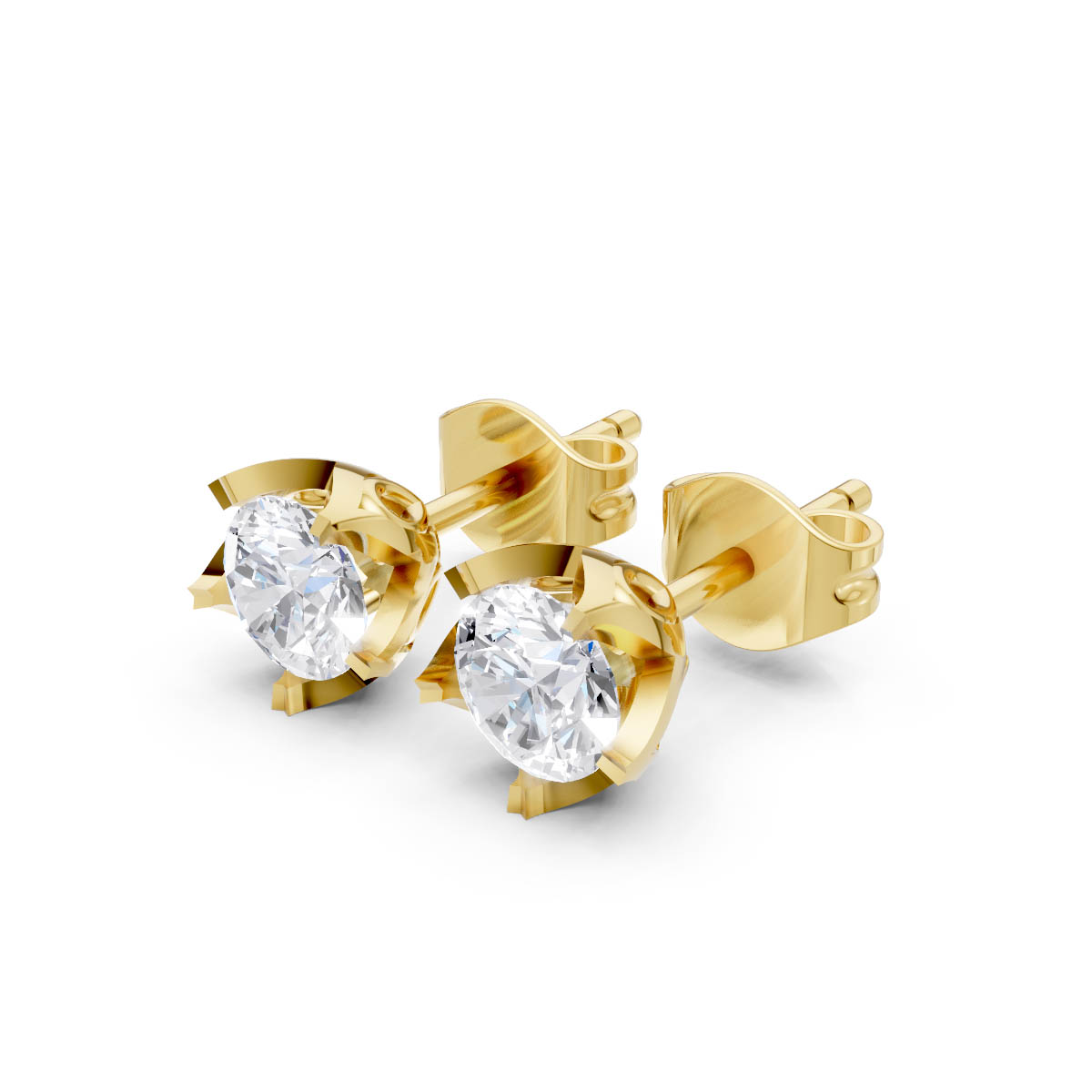 Floral Buttercup Solitaire Studs view 2