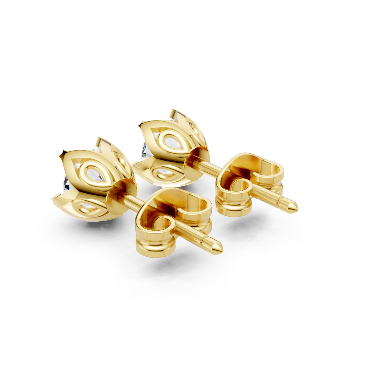 Floral Buttercup Solitaire Studs view 3