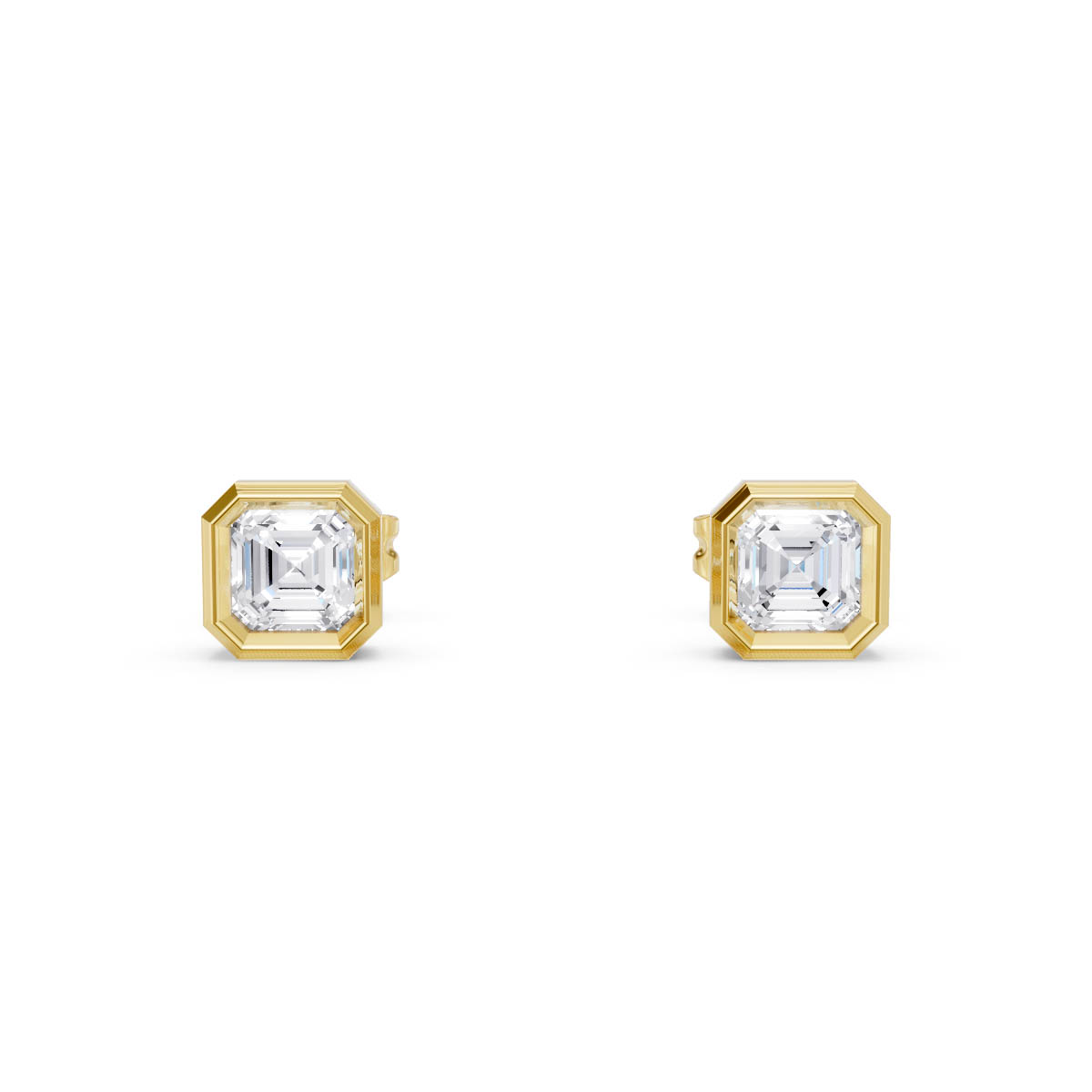 Classic Asscher Bezel Studs view 1