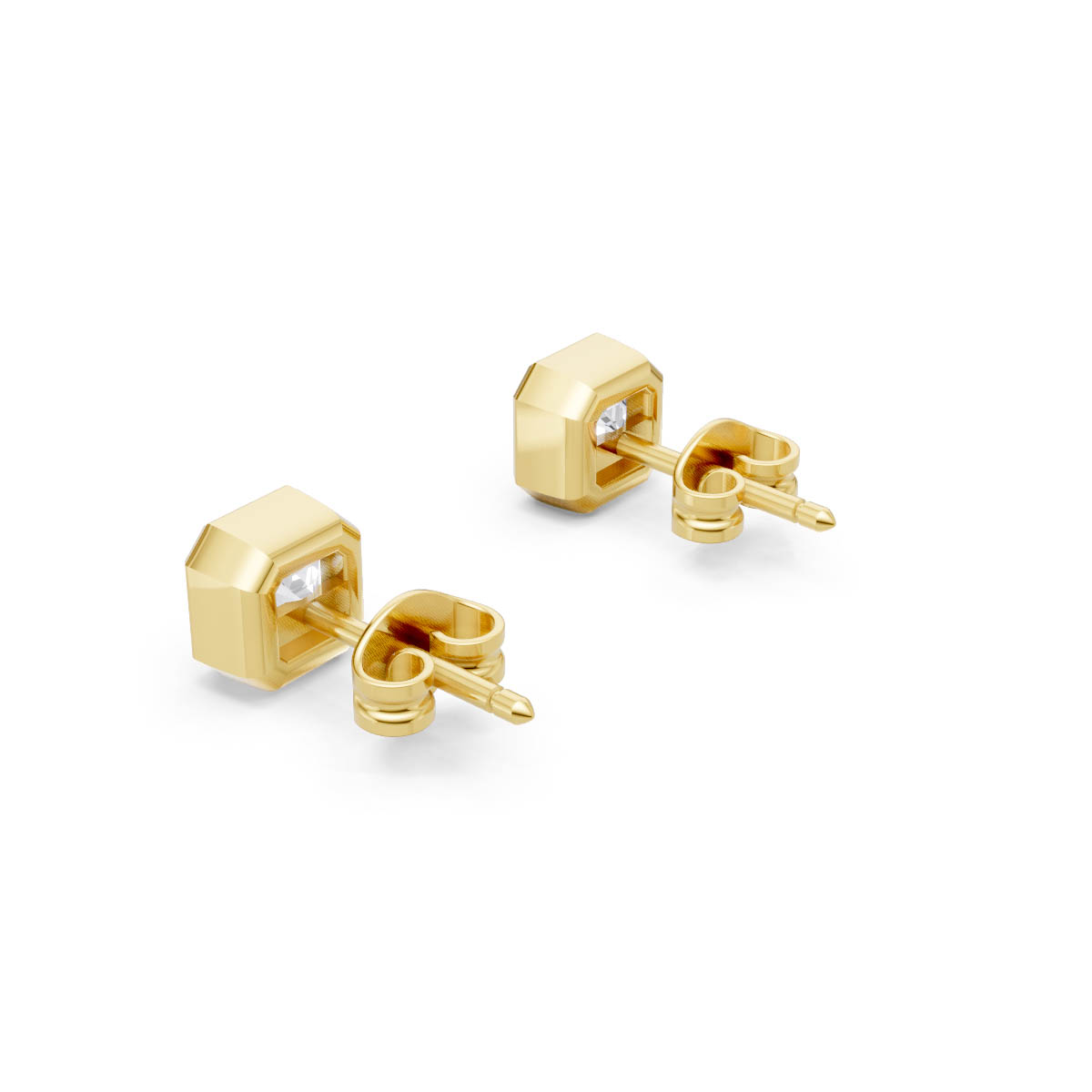 Classic Asscher Bezel Studs view 3