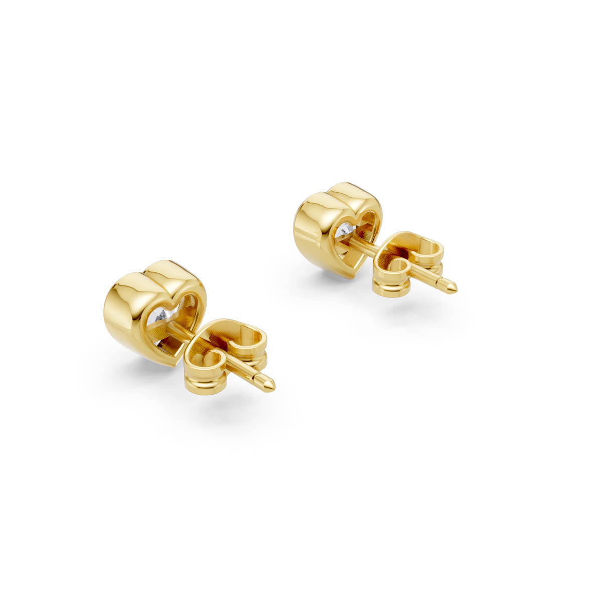 Classic Heart Bezel Studs view 3