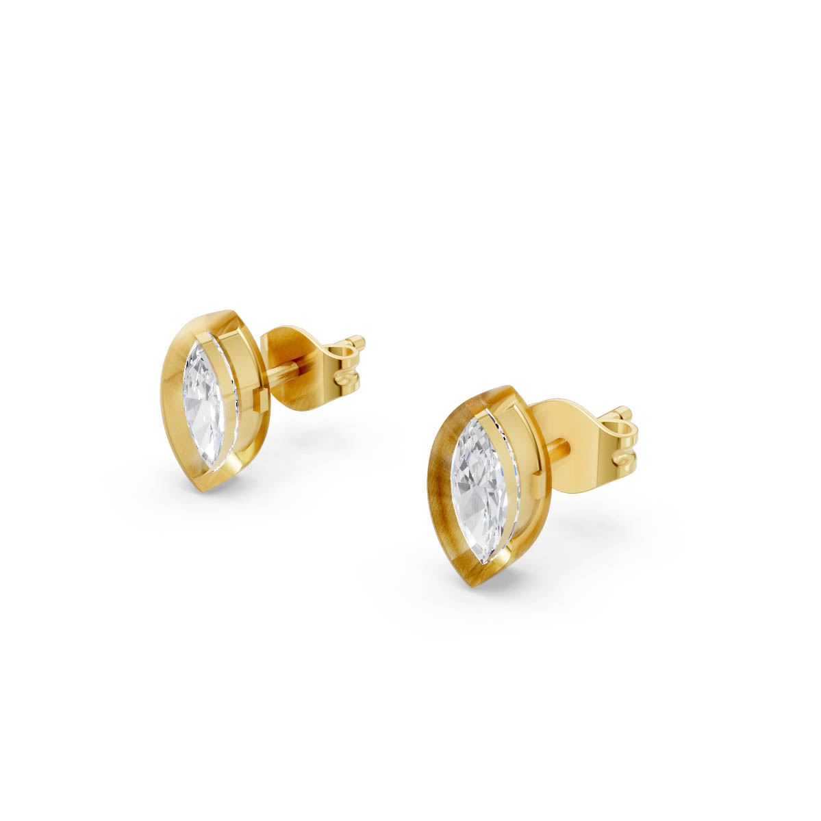 Radiant Marquise Gold Studs view 2