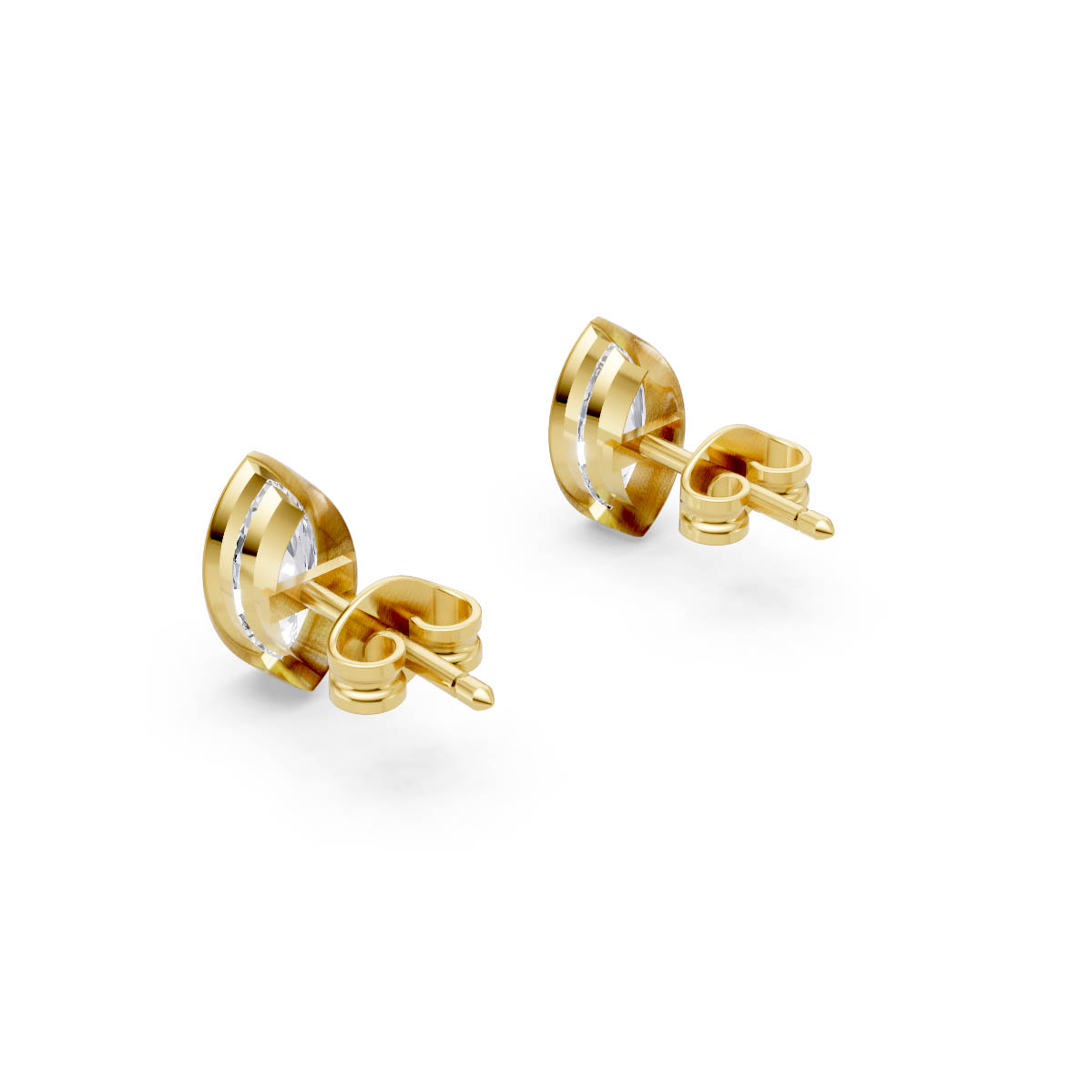 Radiant Marquise Gold Studs view 3