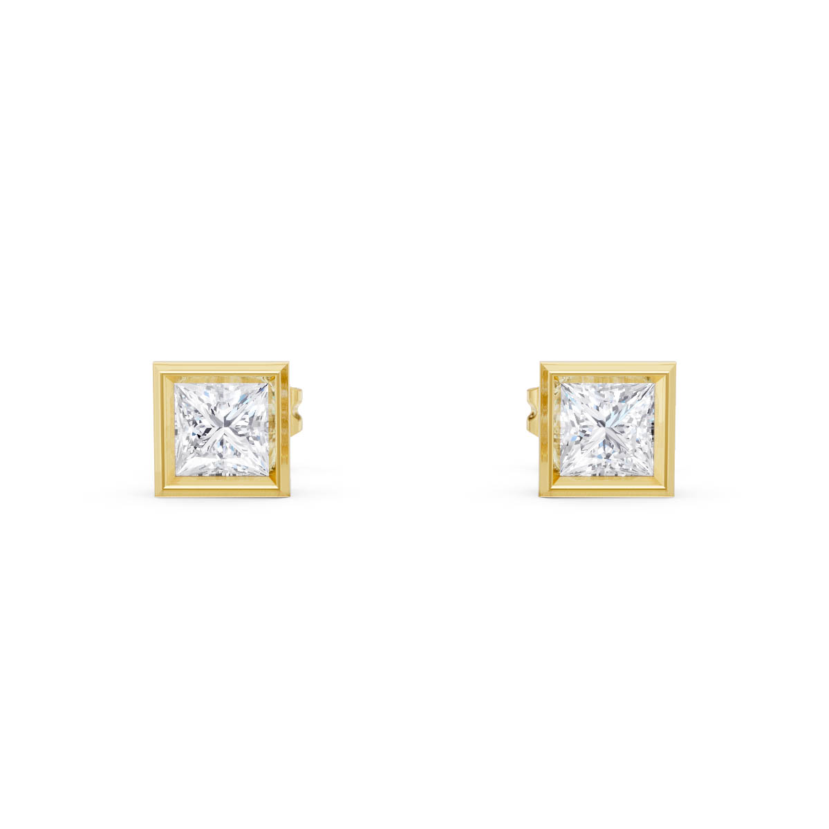 Princess Cut Gold Studs
