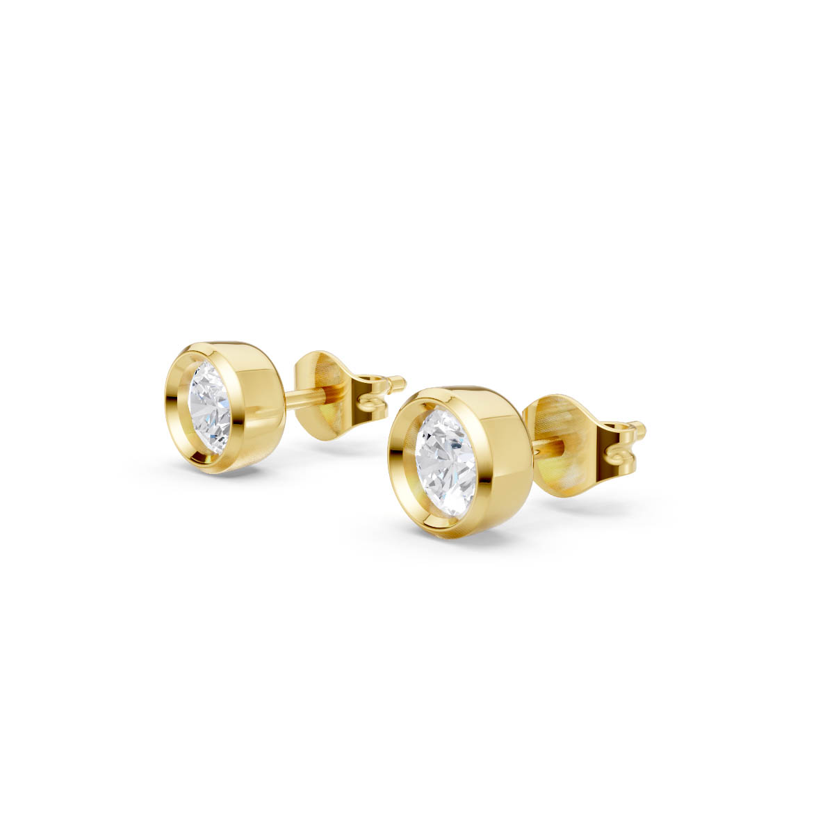 Round Brilliant Gold Studs view 2