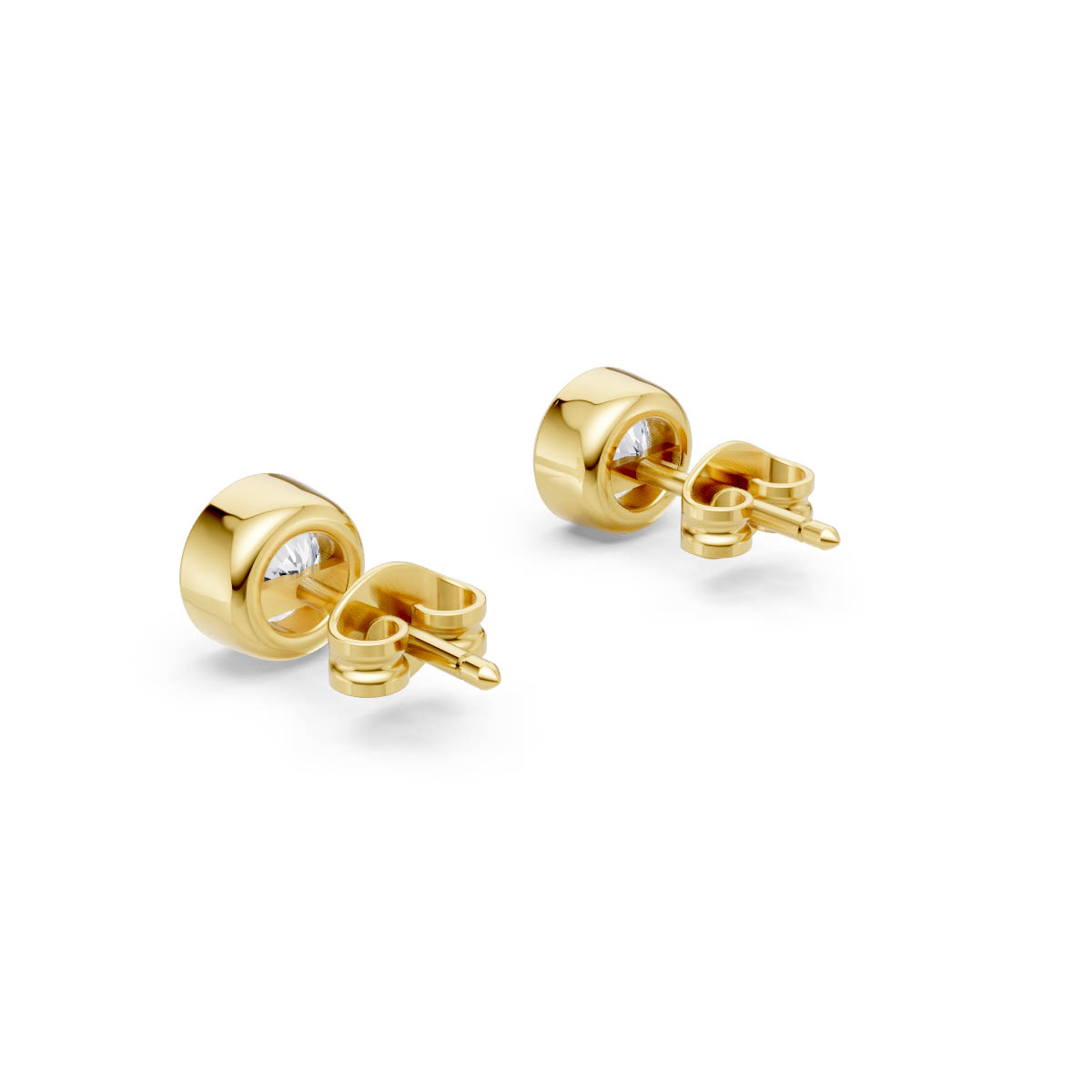 Round Brilliant Gold Studs view 3