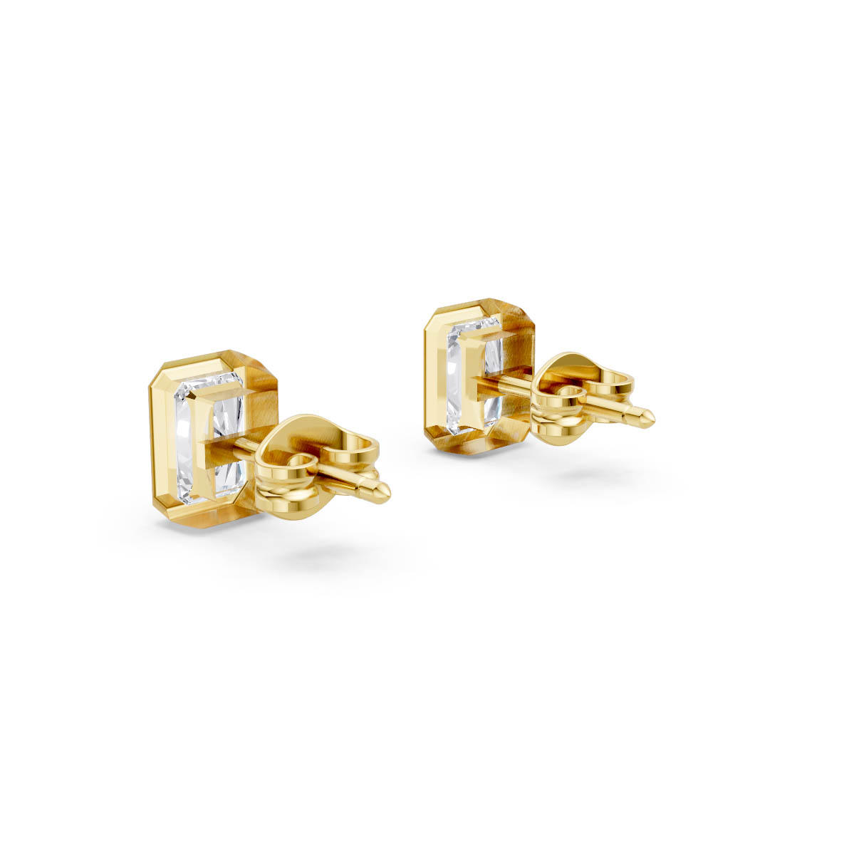 Radiant Emerald Gold Studs view 3
