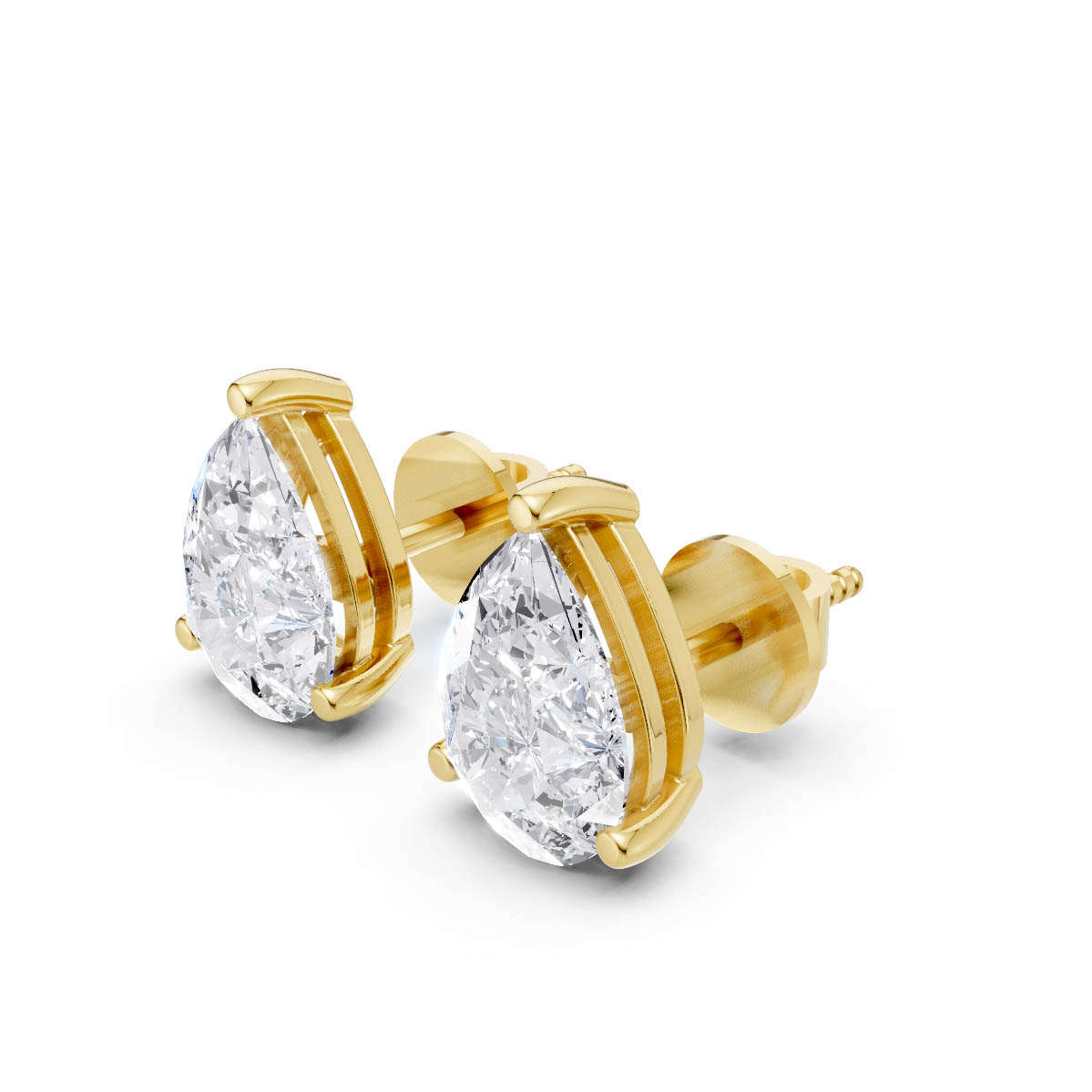 Classic Pear Solitaire Studs view 2