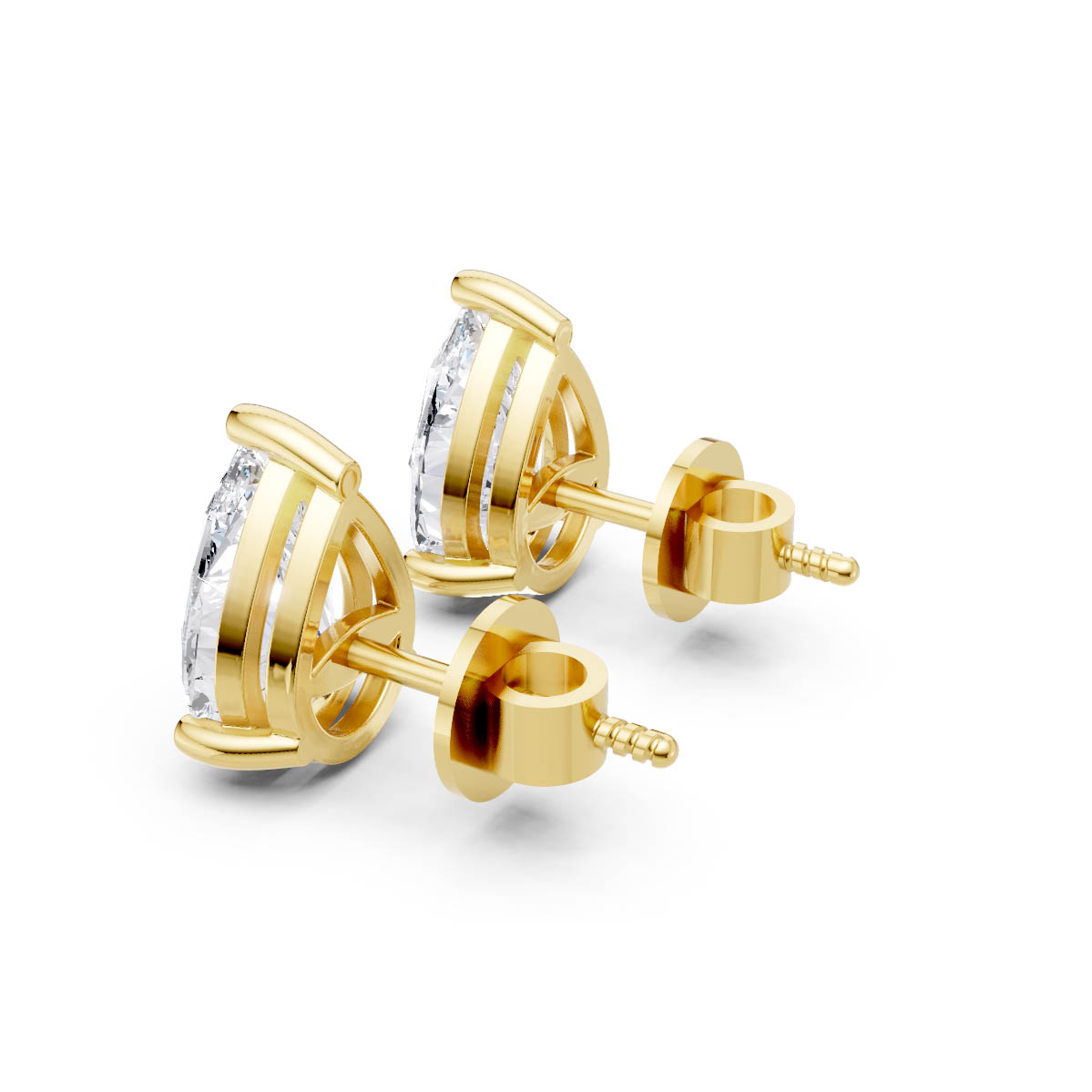 Classic Pear Solitaire Studs view 3