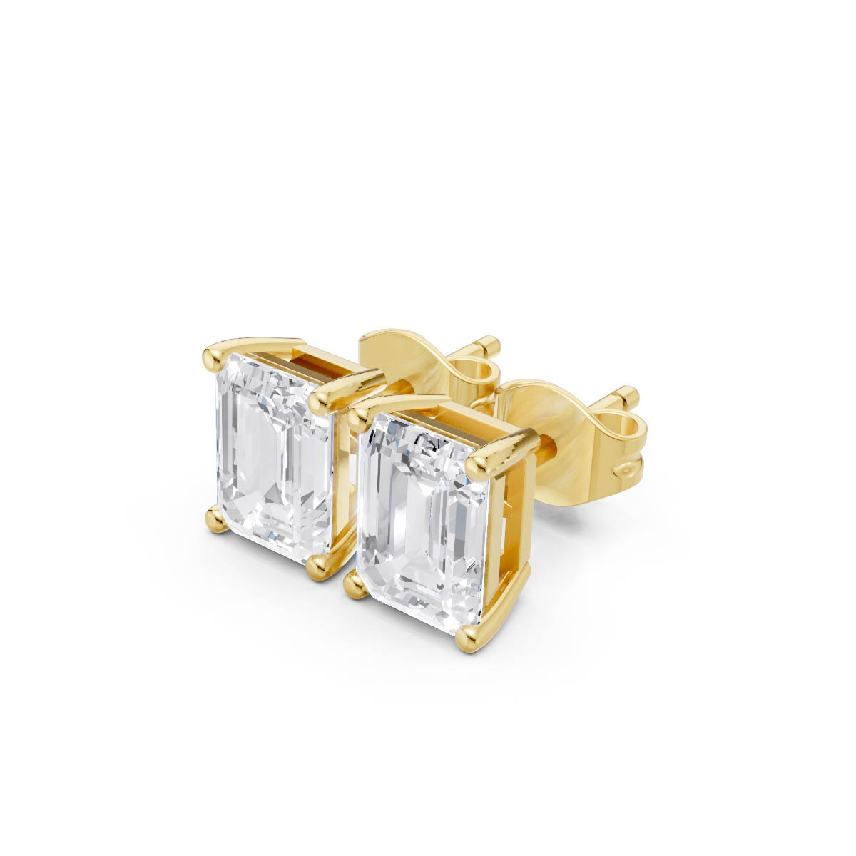 Classic Emerald Solitaire Studs view 2