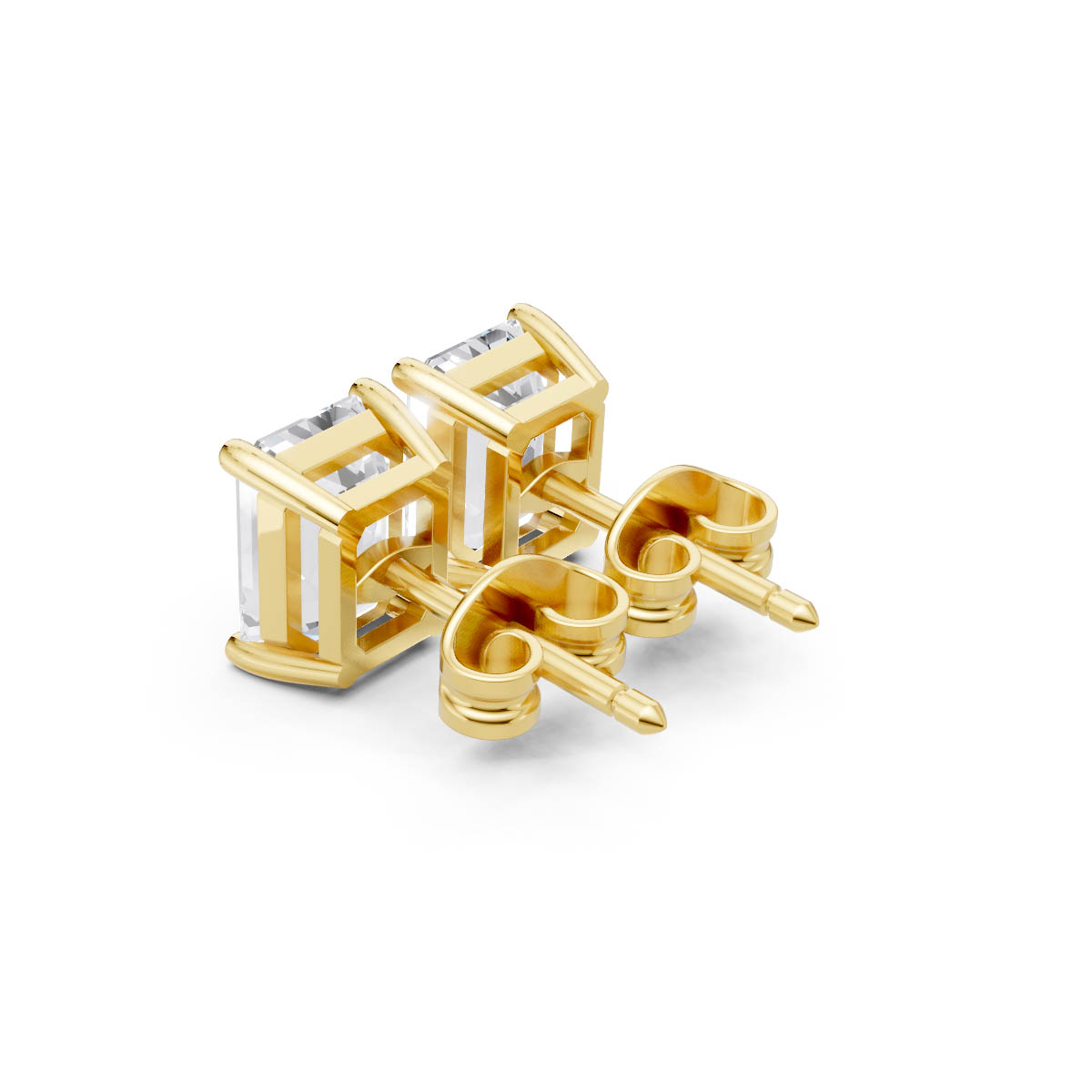 Classic Emerald Solitaire Studs view 3