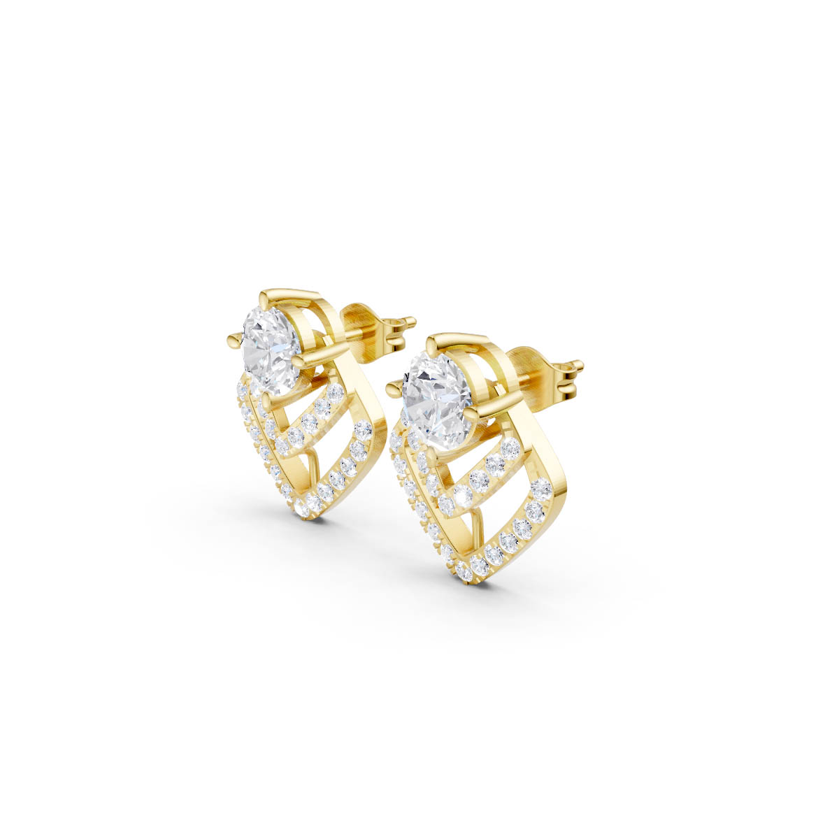 Geometric Chevron Halo Studs view 2