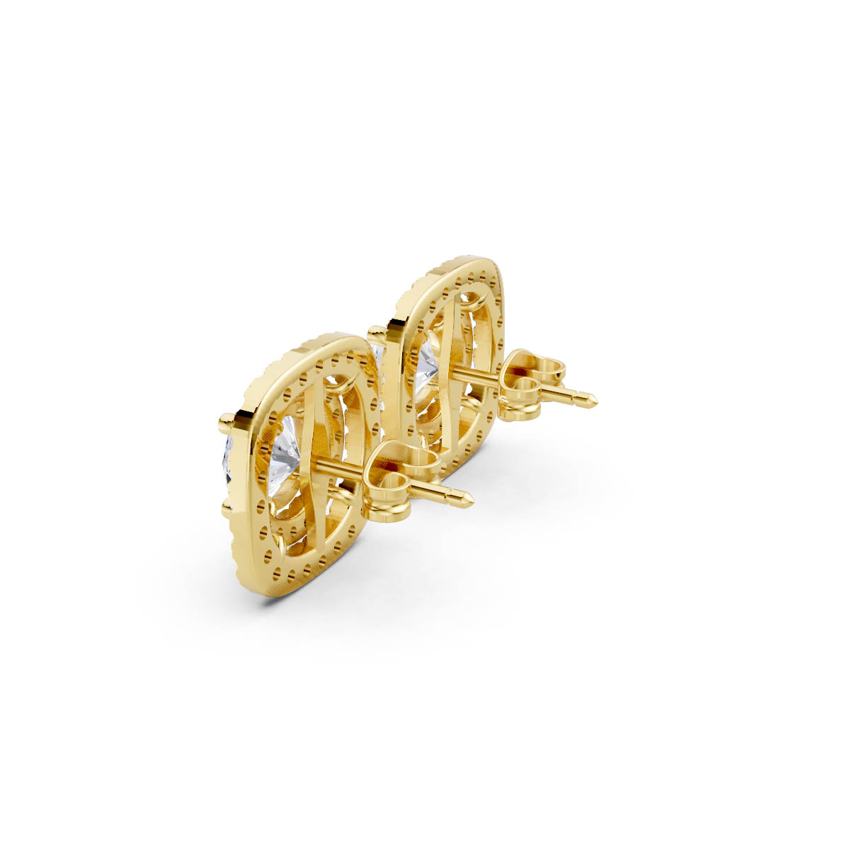 Double Cushion Halo Studs view 3