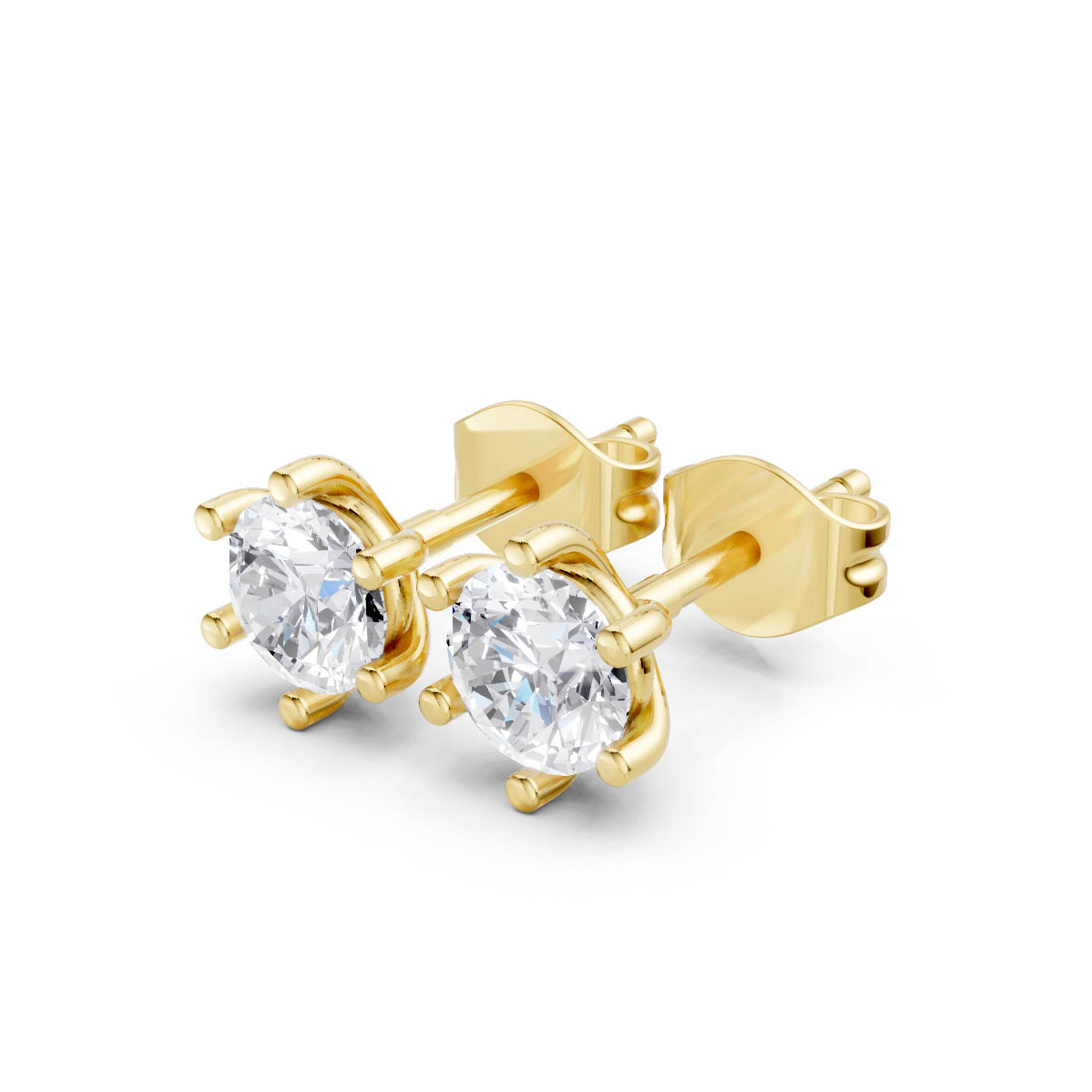 Classic Round Solitaire Studs view 2