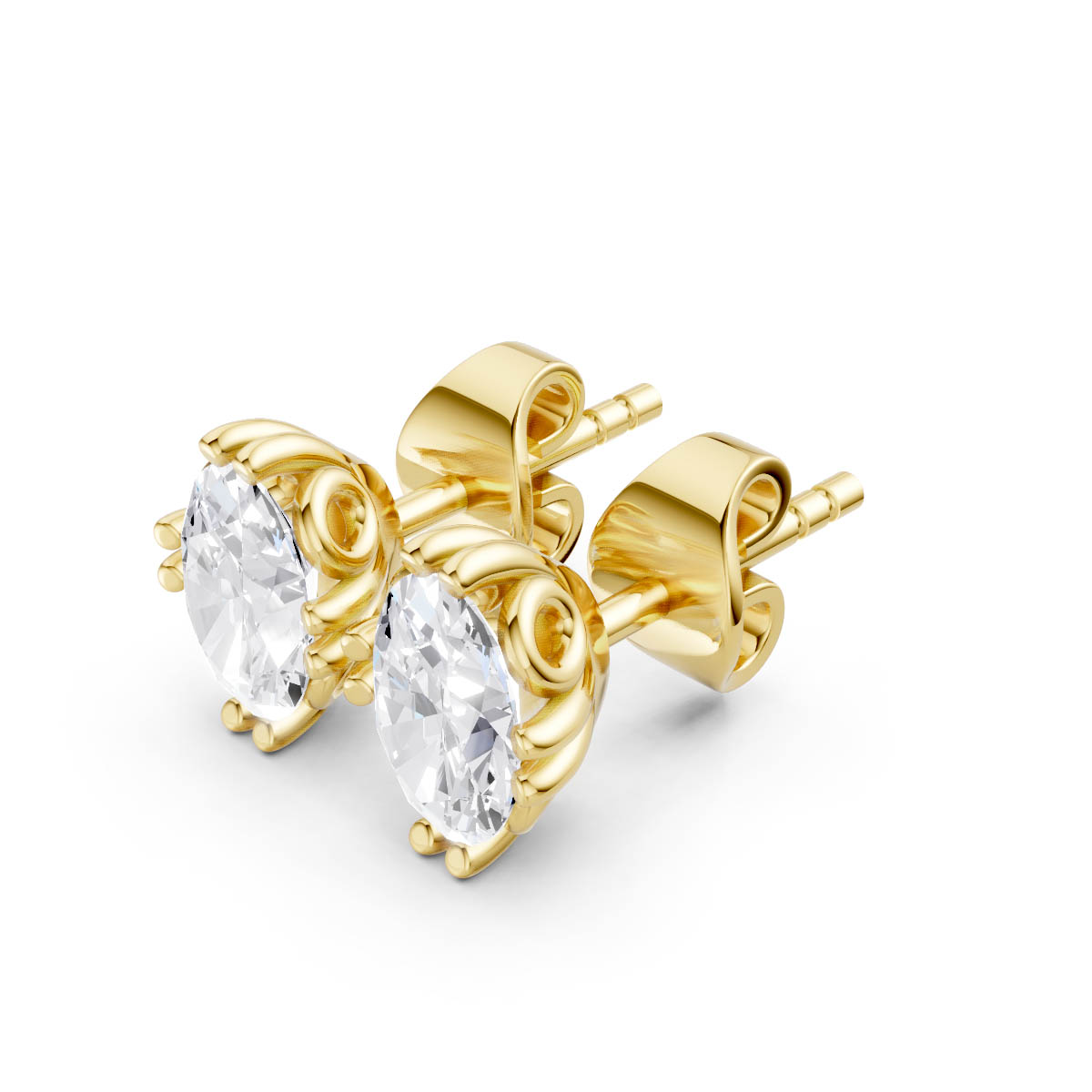 Oval Diamond Stud Earrings view 2