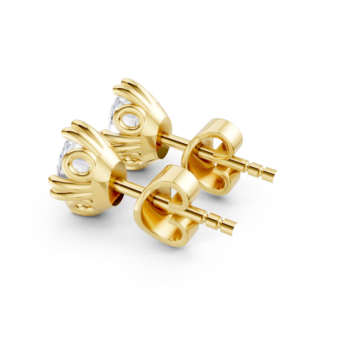 Oval Diamond Stud Earrings view 3