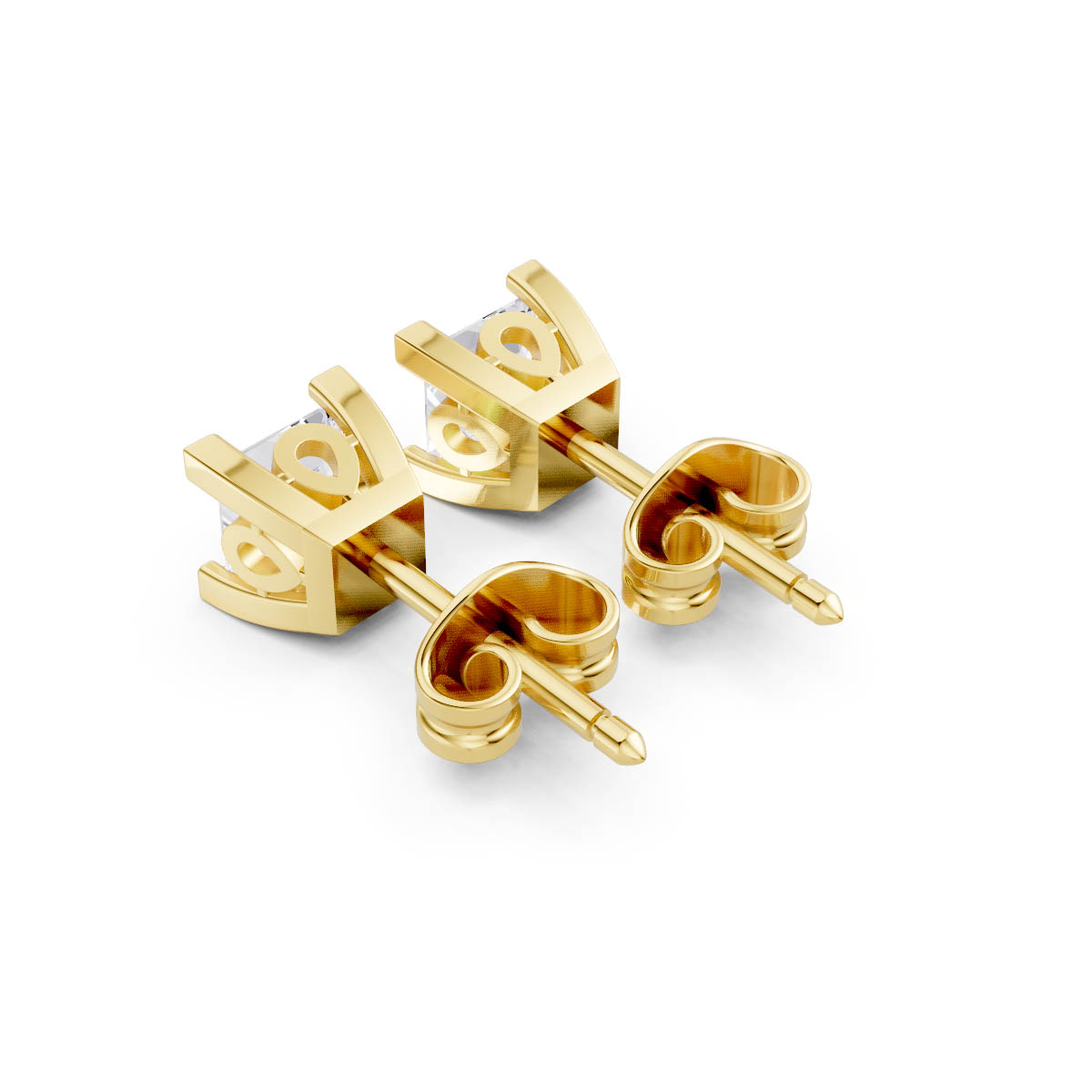 Princess Cut Stud Earrings view 3