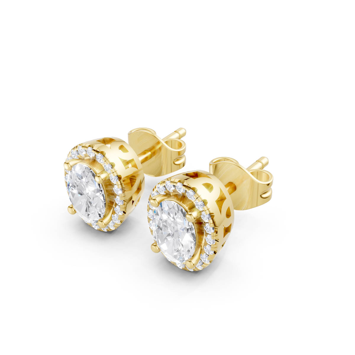 Oval Halo Stud Earrings view 2