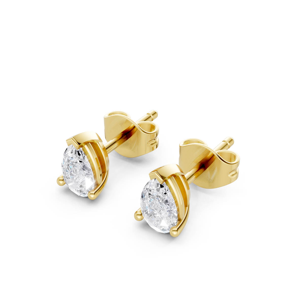 Pear Diamond Stud Earrings view 2