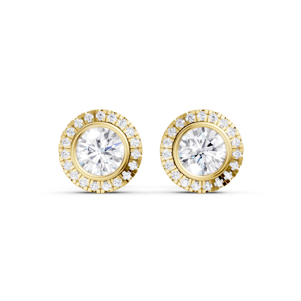 Round Bezel Halo Earrings